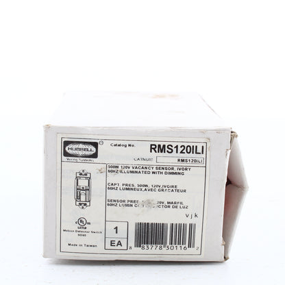 Hubbell RMS120ILI Ivory PIR Vacancy Sensor Wall Switch w/Dimming & Nightlight