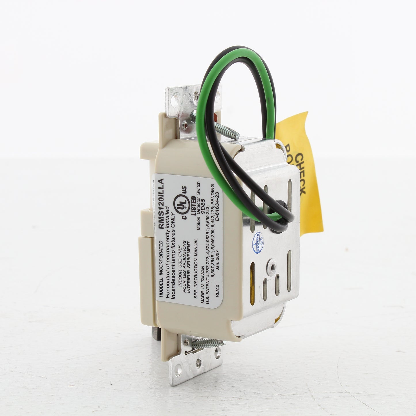 Hubbell RMS120ILLA Lt Almond PIR Vacancy Sensor Switch w/Dimming & Nightlight