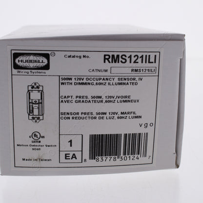 Hubbell 500W 120V Motion Detector Switch w/ Dimming, 60HZ Illuminated