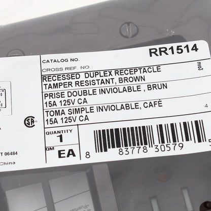 Hubbell RR1514 Brown 15A Recessed TV AV Receptacle TR Outlet 4-Port SnapFit