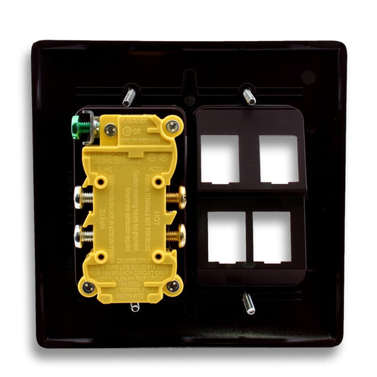Hubbell RR1514 Brown 15A Recessed TV AV Receptacle TR Outlet 4-Port SnapFit