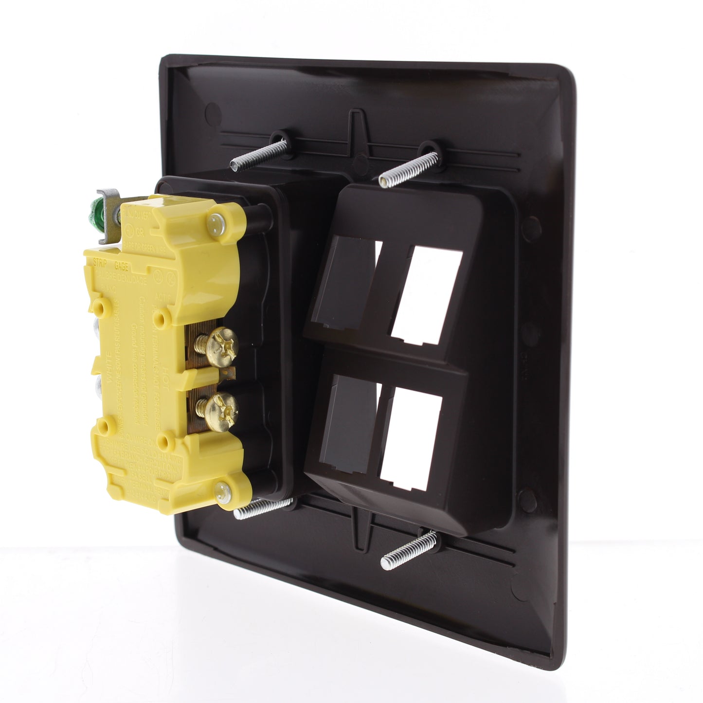 Hubbell RR1514 Brown 15A Recessed TV AV Receptacle TR Outlet 4-Port SnapFit