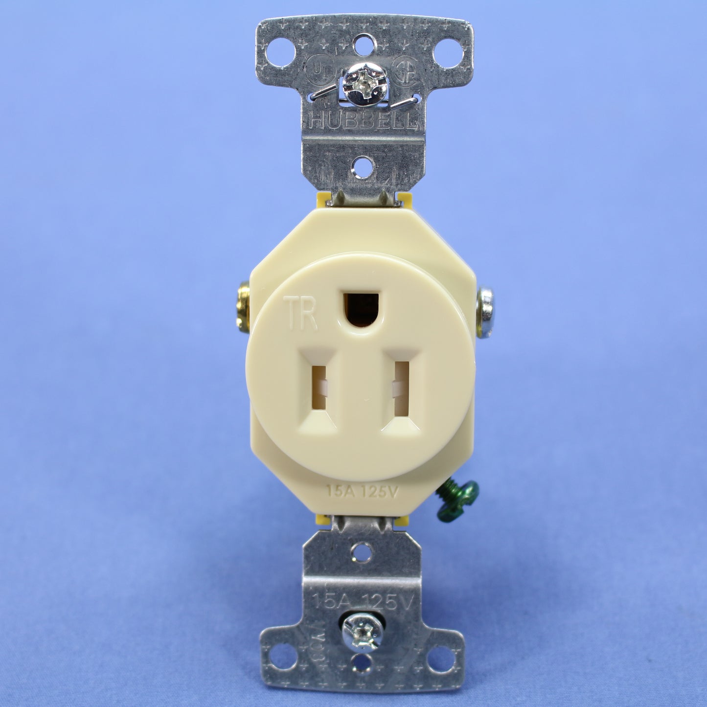 Hubbell Ivory Tamper Resistant Single Outlet Receptacle Nema 5-15R 15A RR151ITR