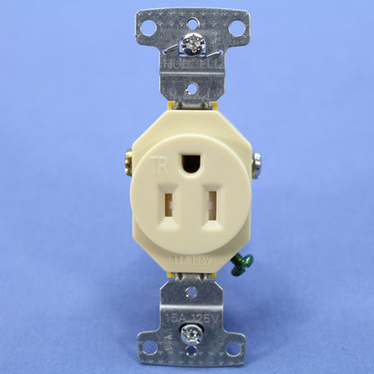 Hubbell Ivory Tamper Resistant Single Outlet Receptacle Nema 5-15R 15A RR151ITR