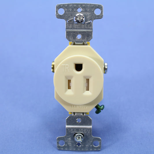 Hubbell Ivory Tamper Resistant Single Outlet Receptacle Nema 5-15R 15A RR151ITR