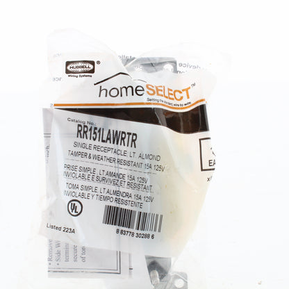 Hubbell RR151LAWRTR Light Almond 15A Receptacle Outlet Tamper Weather Resistant