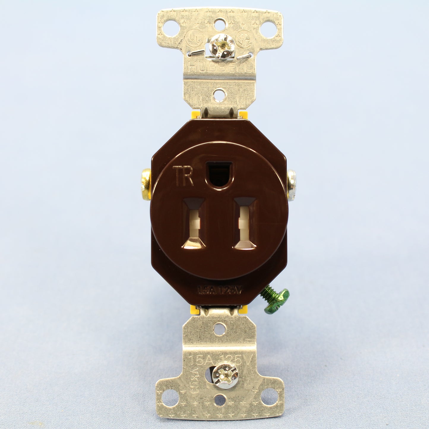 Hubbell Brown Tamper Resistant Single Outlet Receptacle Nema 5-15R 15A RR151TR