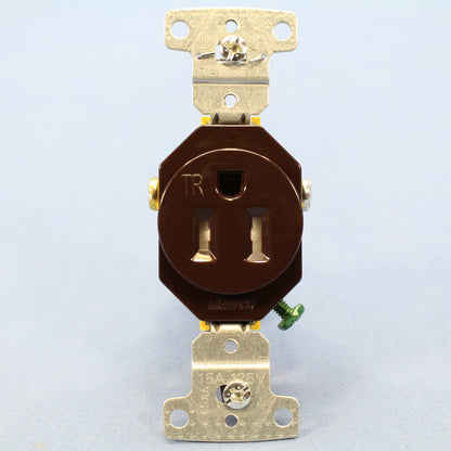 Hubbell Brown Tamper Resistant Single Outlet Receptacle Nema 5-15R 15A RR151TR