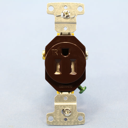 Hubbell Brown Tamper Resistant Single Outlet Receptacle Nema 5-15R 15A RR151TR