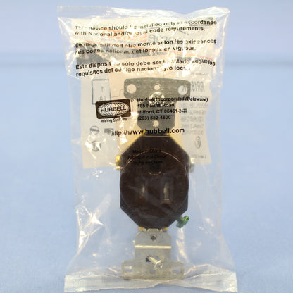 Hubbell Brown Tamper Resistant Single Outlet Receptacle Nema 5-15R 15A RR151TR