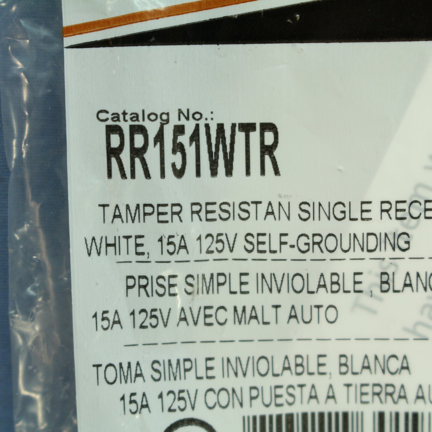 Hubbell White Tamper Resistant Single Outlet Receptacle Nema 5-15R 15A RR151WTR