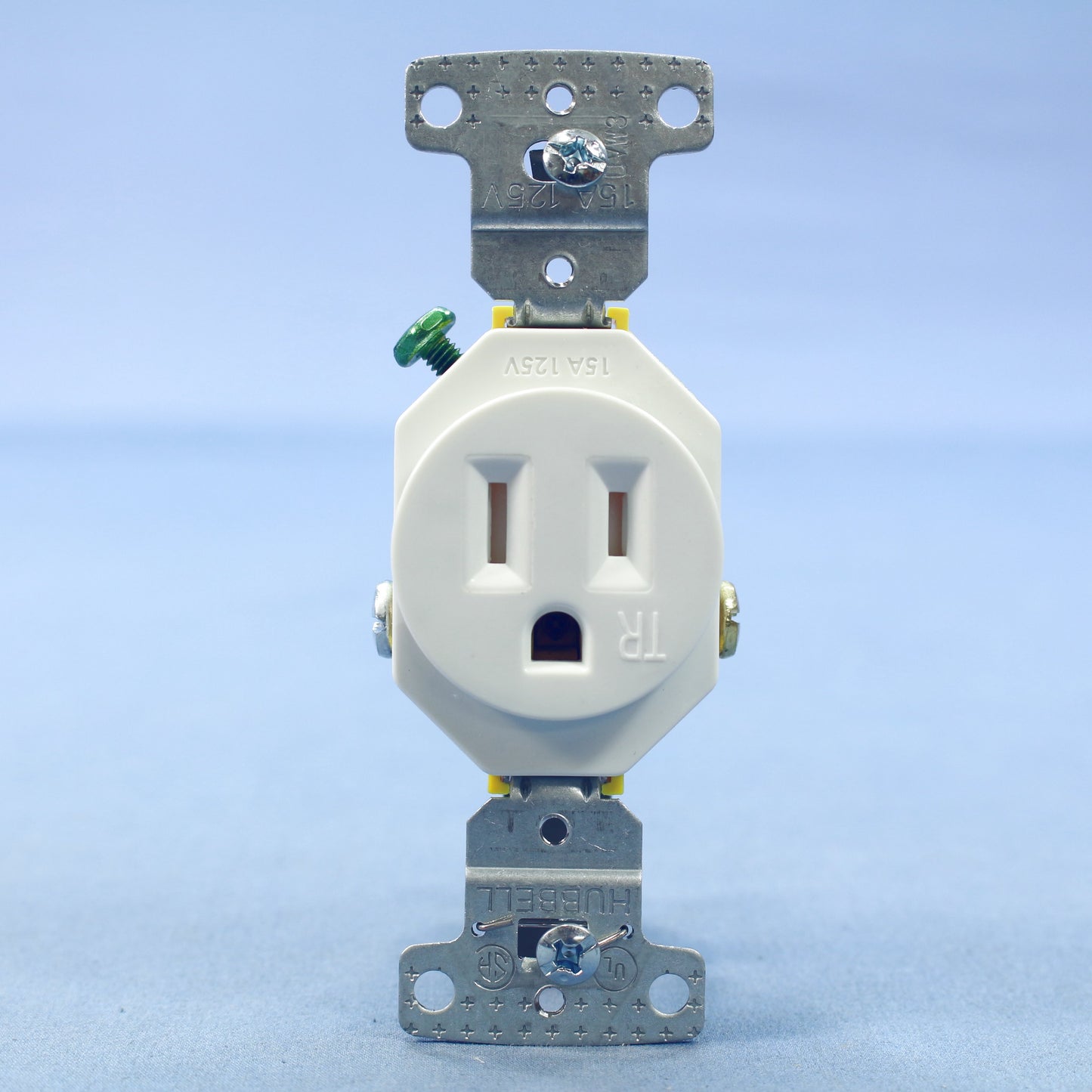 Hubbell White Tamper Resistant Single Outlet Receptacle Nema 5-15R 15A RR151WTR