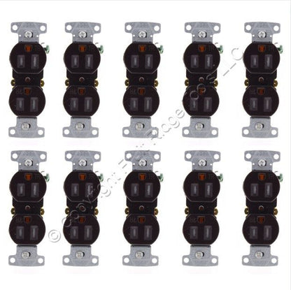 10 Hubbell Brown Tamper Resistant Duplex Receptacles 15A 125V Push Terminal