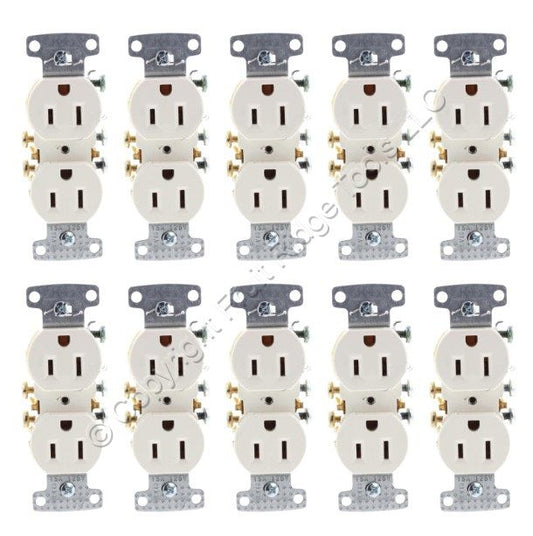 10 Hubbell Light Almond Residential Duplex Receptacles 5-15 15A 125V Bulk RR15LA