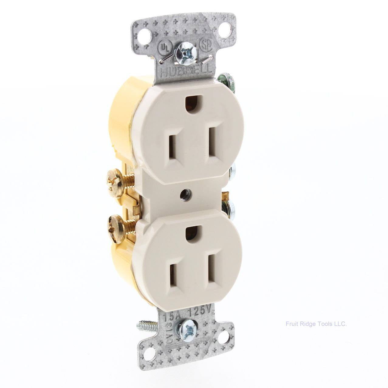 Hubbell Light Almond Residential Duplex Receptacle 5-15 15A 125V Bulk RR15LA