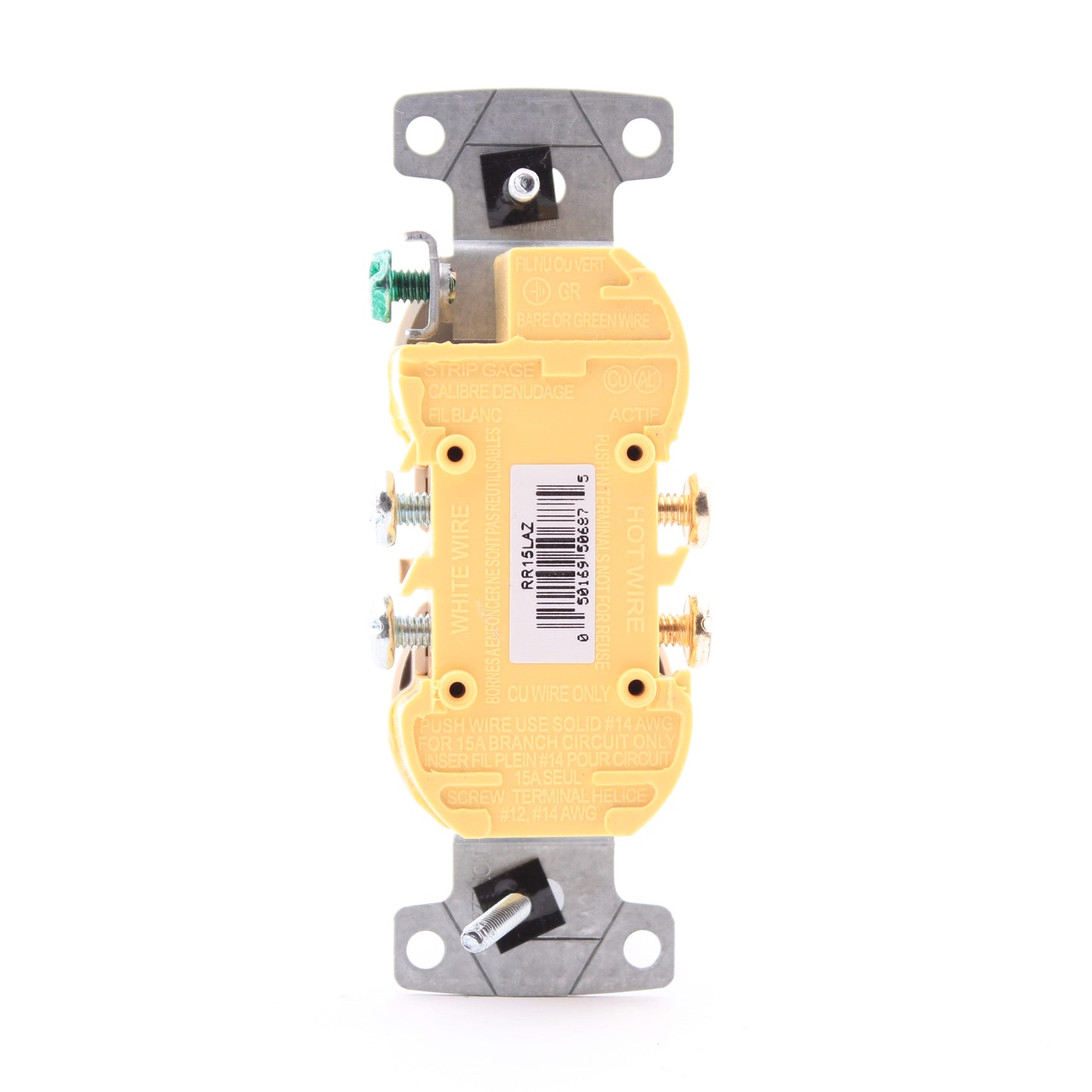 Hubbell RR15LA Light Almond Residential Duplex Receptacle 5-15R 15A Bulk Outlet