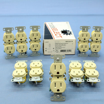 10 Hubbell Ivory Tamper Resistant Duplex Receptacle Outlets 5-15R 15A RR15SITR