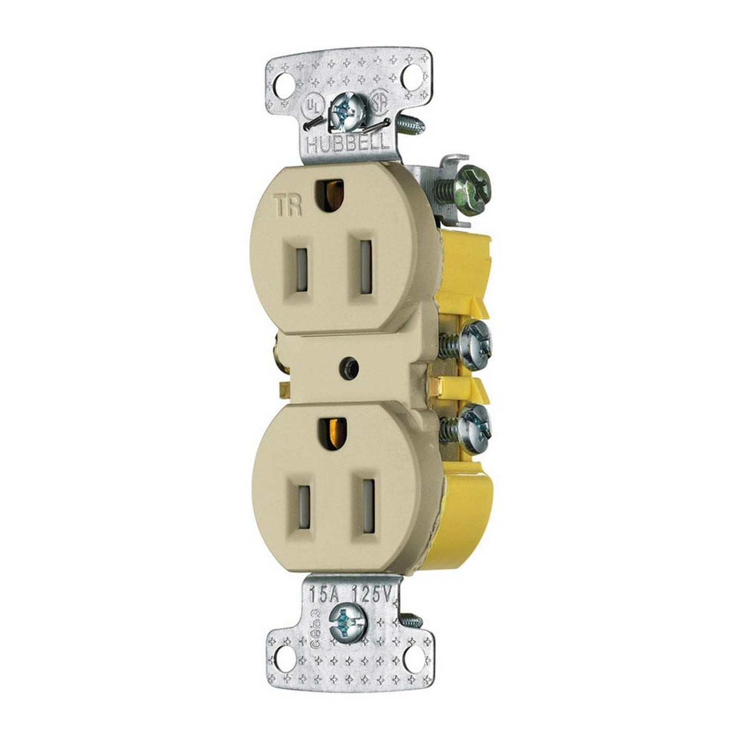 Hubbell Ivory Tamper Resistant Duplex Receptacle Outlet 5-15R 15A Bulk RR15SITR