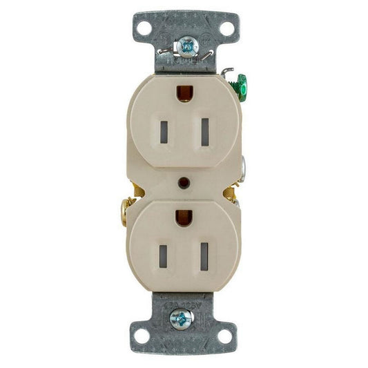 Hubbell Lt Almond Tamper Resistant Receptacle Outlet X-Clamp 15A Bulk RR15SLATRX