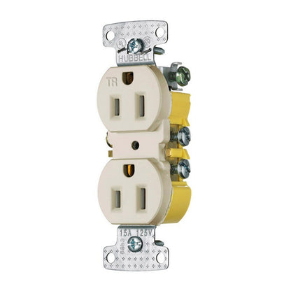 Hubbell RR15SLATR Light Almond Residential TR Duplex 5-15R 15A Bulk Receptacle