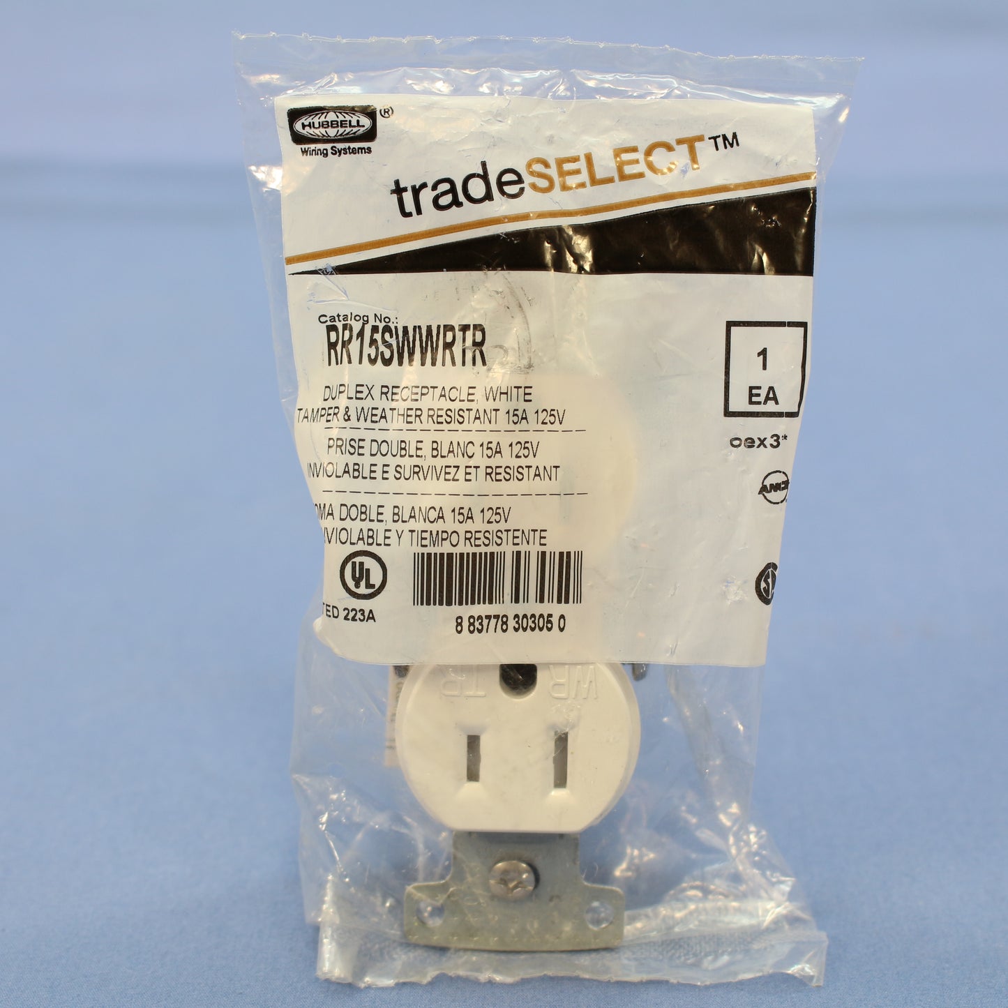 Hubbell White Tamper/Weather Resistant Duplex Receptacle 5-15R 15A RR15SWWRTR