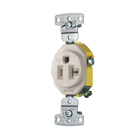Hubbell Lt Almond Tamper Resistant Single Outlet Receptacle 5-20R 20A RR201LATR