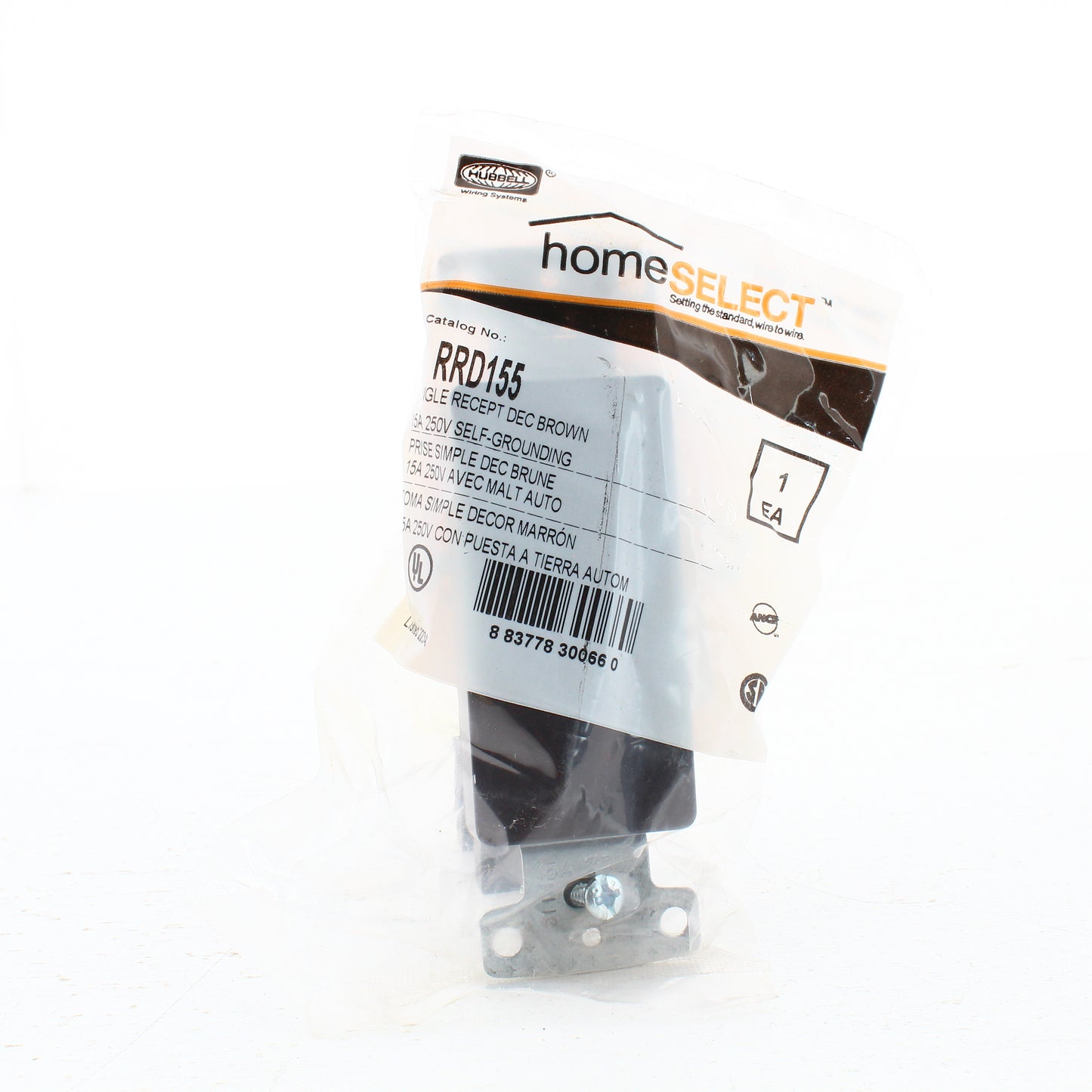 Hubbell RRD155 Brown 15A Decorator Single Outlet Receptacle 250V NEMA 6-15R
