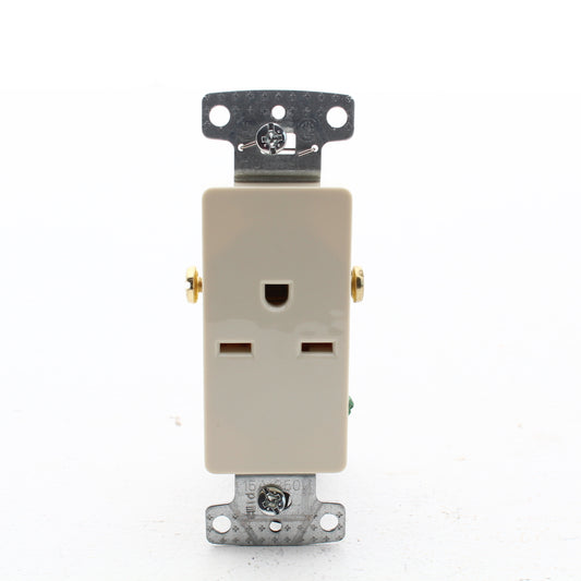 Hubbell RRD155LA Light Almond 15A Decorator Single Outlet Receptacle 250V 6-15R
