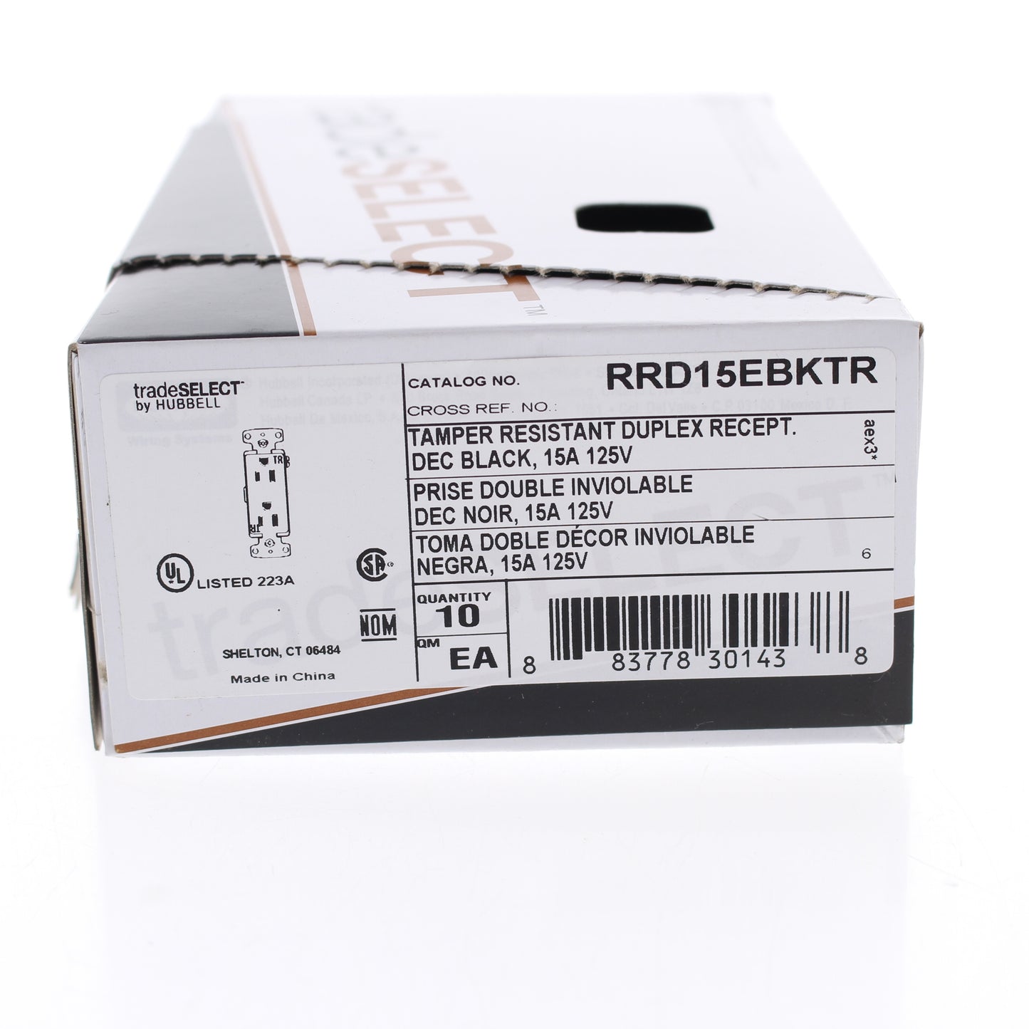 Hubbell RRD15EBKTR Black Tamper Resistant 15A Decorator Receptacle Outlets 10pcs