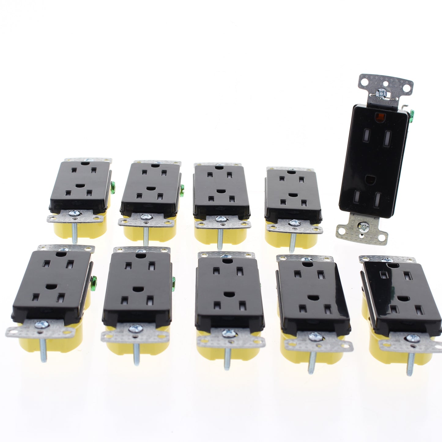 Hubbell RRD15EBKTR Black Tamper Resistant 15A Decorator Receptacle Outlets 10pcs