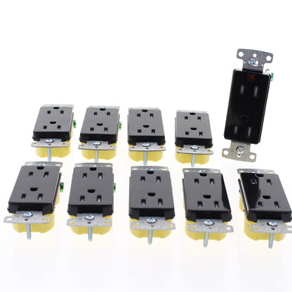 Hubbell RRD15EBKTR Black Tamper Resistant 15A Decorator Receptacle Outlets 10pcs