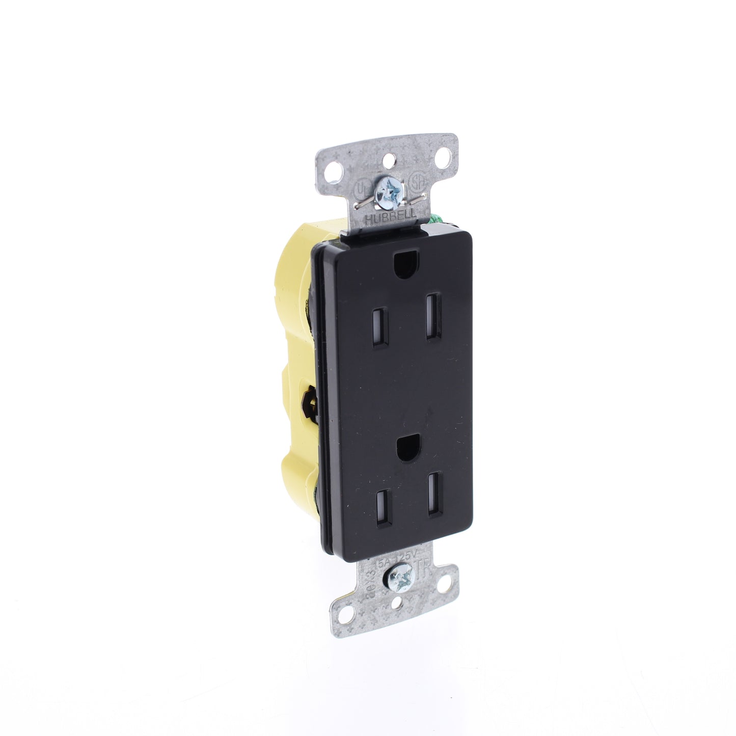 Hubbell RRD15EBKTR Black 15A Tamper Resistant Decorator Receptacle Outlet 5-15R