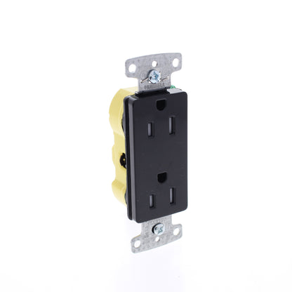 Hubbell RRD15EBKTR Black 15A Tamper Resistant Decorator Receptacle Outlet 5-15R