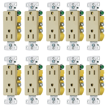 10 Hubbell Ivory Residential Decorator Receptacle Outlets 5-15R 15A 125V RRD15I