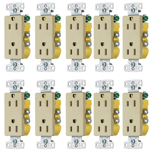 10 Hubbell Ivory Residential Decorator Receptacle Outlets 5-15R 15A 125V RRD15I
