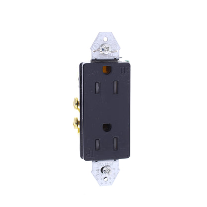 Hubbell Black Tamper Resistant Decorator Receptacle 15A 125V RRD15KBKTR No Ears