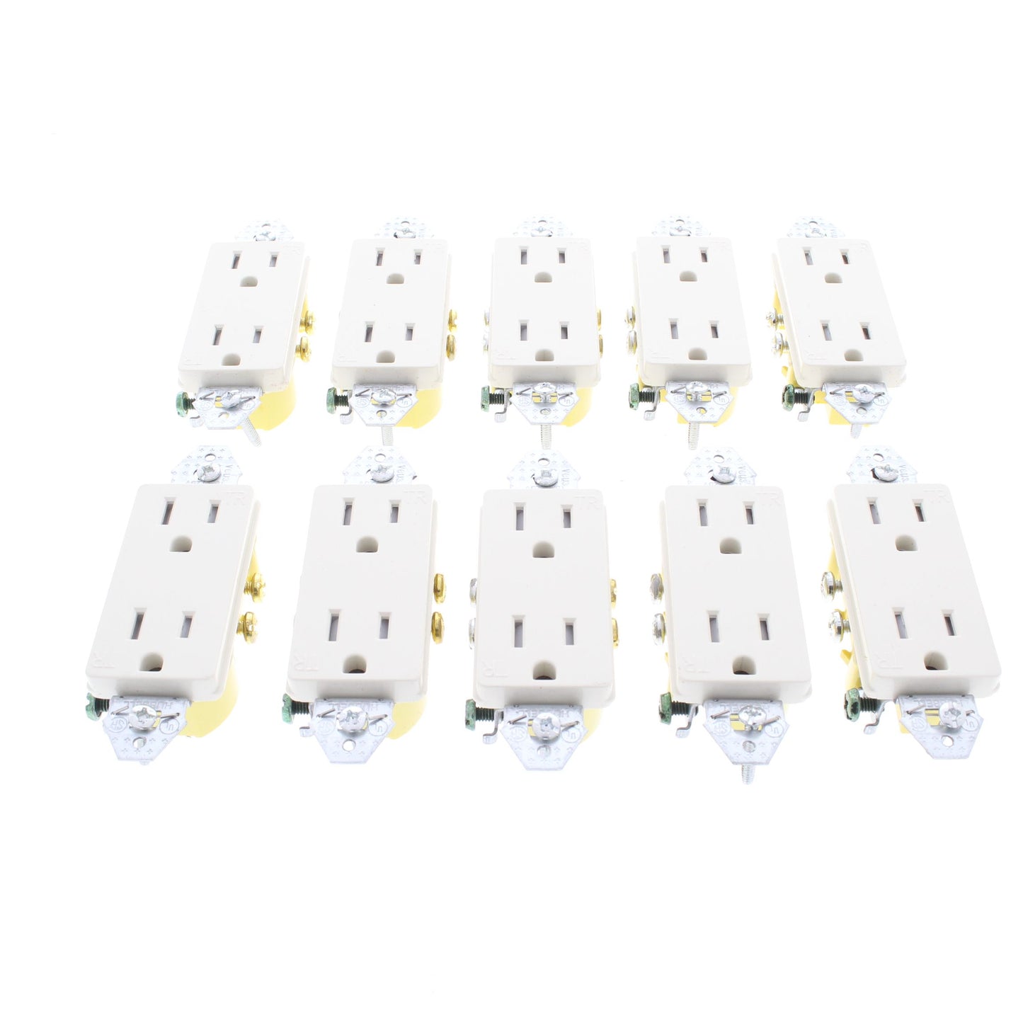 Hubbell RRD15KLATR Lt Almond Residential 5-15R 15A TR Decorator Outlets No Ears