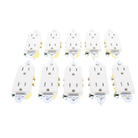 Hubbell RRD15KLATR Lt Almond Residential 5-15R 15A TR Decorator Outlets No Ears