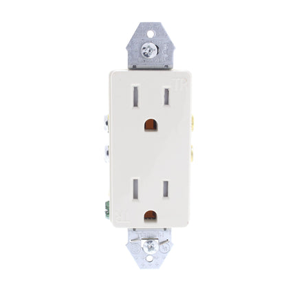Hubbell RRD15KLATR Lt Almond Residential 5-15R 15A TR Decorator Outlets No Ears