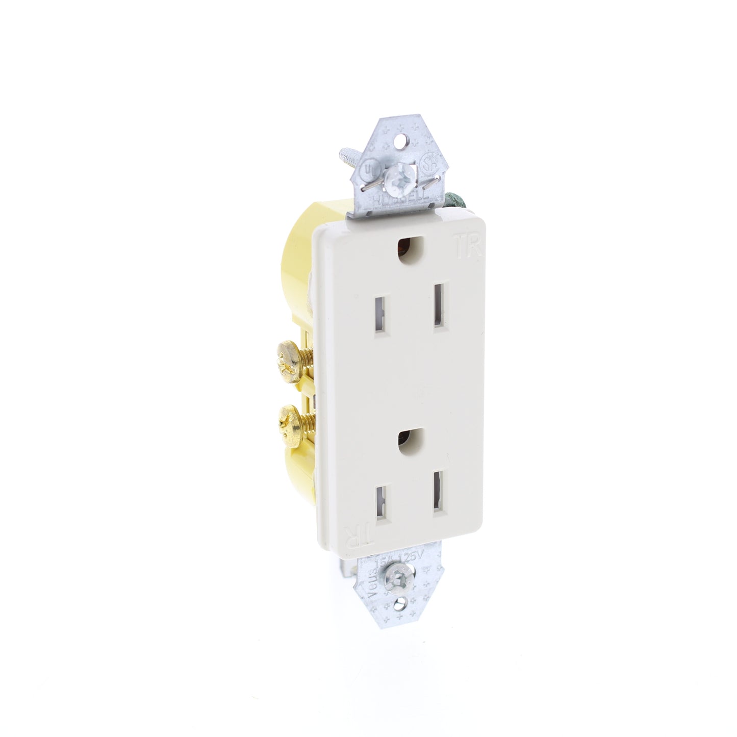 Hubbell RRD15KLATR Lt Almond Residential 5-15R 15A TR Decorator Outlet No Ears
