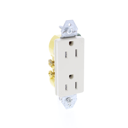 Hubbell RRD15KLATR Lt Almond Residential 5-15R 15A TR Decorator Outlet No Ears