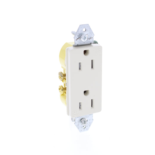 Hubbell RRD15KLATR Lt Almond Residential 5-15R 15A TR Decorator Outlet No Ears