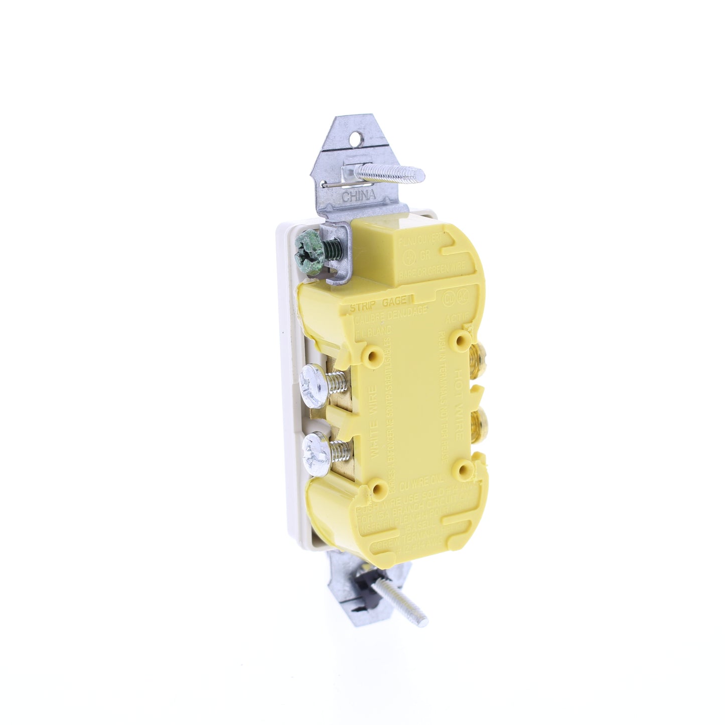 Hubbell RRD15KLATR Lt Almond Residential 5-15R 15A TR Decorator Outlet No Ears