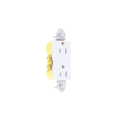 Hubbell RRD15KWTR White 15A Tamper Resistant Decorator Receptacle Outlet No Ears