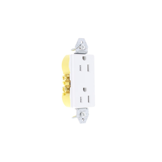 Hubbell RRD15KWTR White 15A Tamper Resistant Decorator Receptacle Outlet No Ears