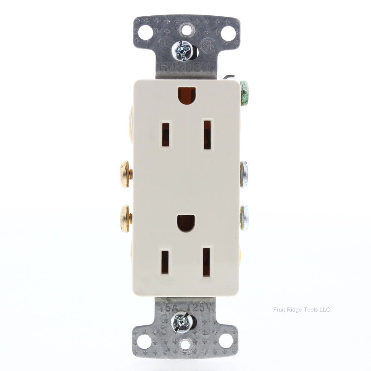 Hubbell RRD15LA Lt Almond Residential Decorator Receptacle 5-15R 15A Bulk Outlet
