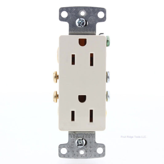 Hubbell RRD15LA Lt Almond Residential Decorator Receptacle 5-15R 15A Bulk Outlet