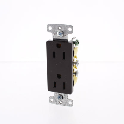 Hubbell Brown Decorator Duplex Receptacle Outlet Nema 5-15R 15A 125V Bulk RRD15S