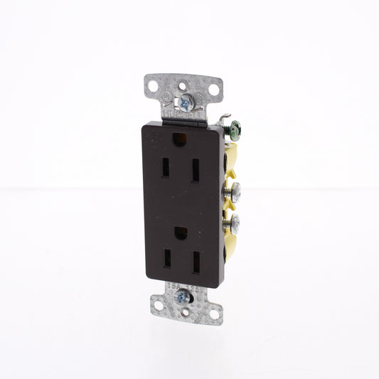 Hubbell Brown Decorator Duplex Receptacle Outlet Nema 5-15R 15A 125V Bulk RRD15S