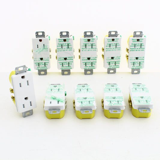 Hubbell White Earless Tamper Resistant Decorator Panel 15A Receptacles 10-pack